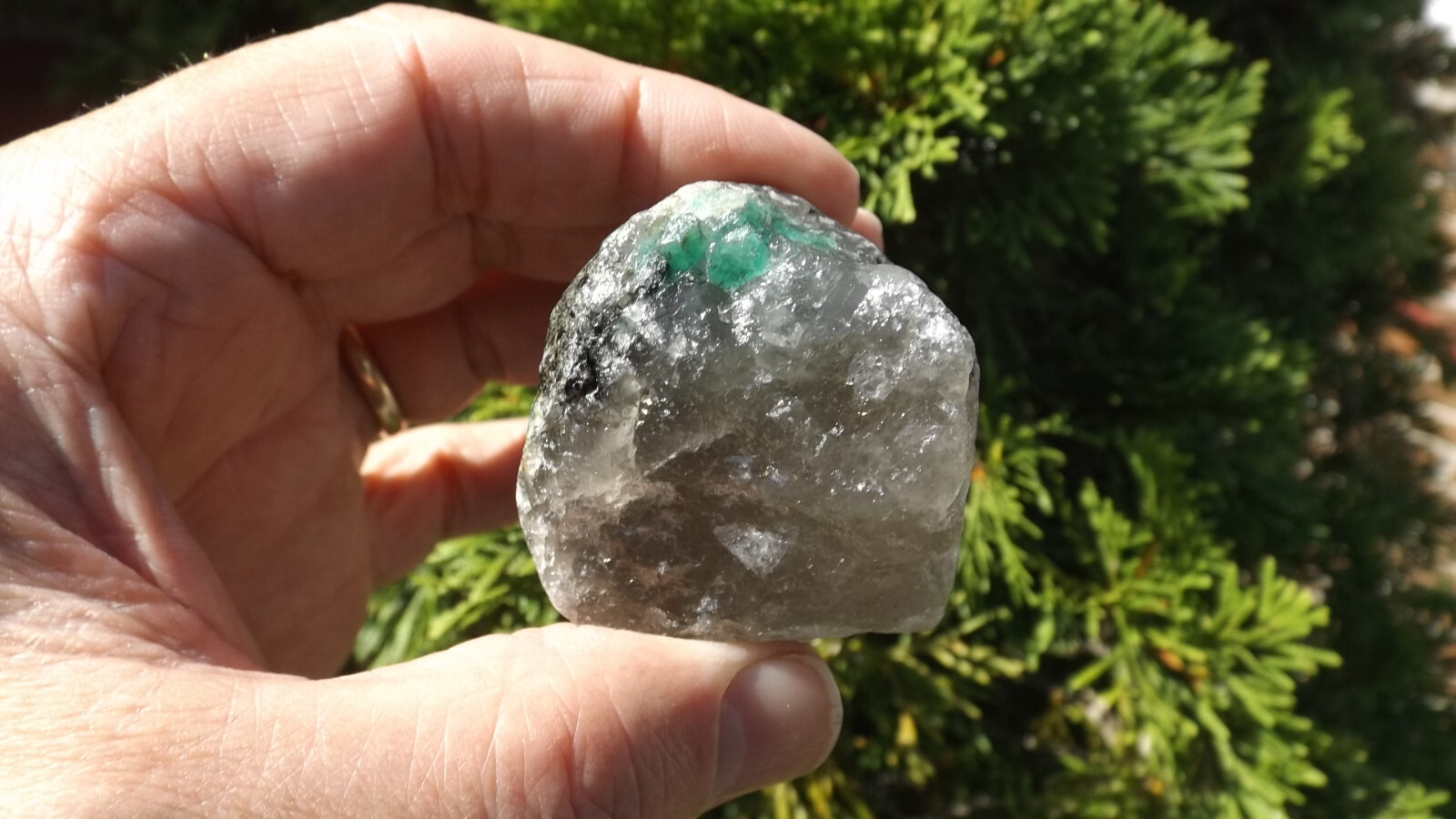 Rough Smoky Quartz Stone Matrix with Emerald Crystals
