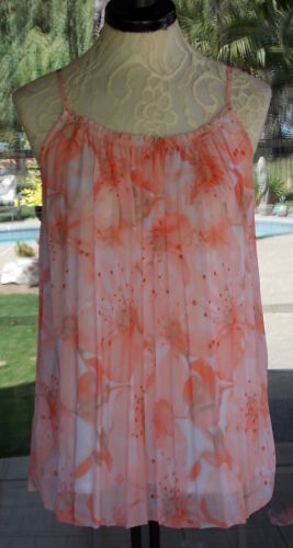 Sleeveless Lined Cami Crinkle Floral Material Shirt Sz. S/M 40" Bust