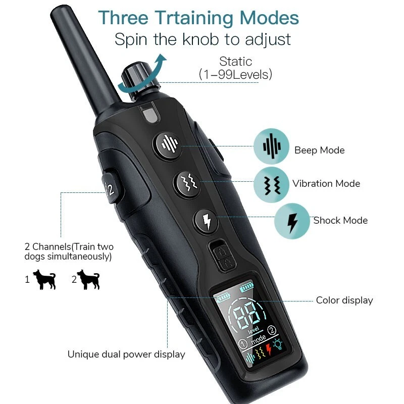 Color LCD 1100 Yard Remote Dog Training Shock Collar for Small Medium Large Dogs - Image 4 of 4