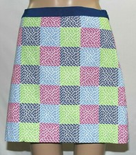 Vineyard Vines Blue Pink Green Whale Patchwork Skirt Cotton Ribbon Waist Size 4