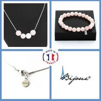 ParüRe Schmuck Armband Halskette 4 Perlen Rosenquarz 8 Mm. Kette In GrößE Pers