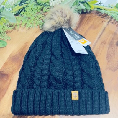 Timberland Heavy Cable Knit PomPom Beanie with Fleece Lining  display picture 1