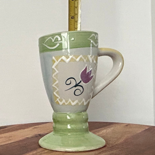 Tall Coffee Mug Fun TULIP Coffee Tea Hot Cocoa Glazed Floral Pottery Alco - Picture 6 of 7