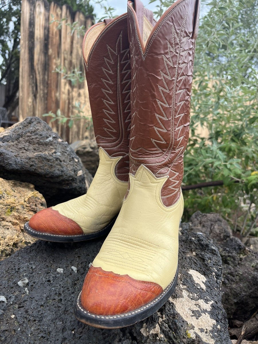 Vintage Tony Lama 2 Tone Cowboy Boots Women display picture 1