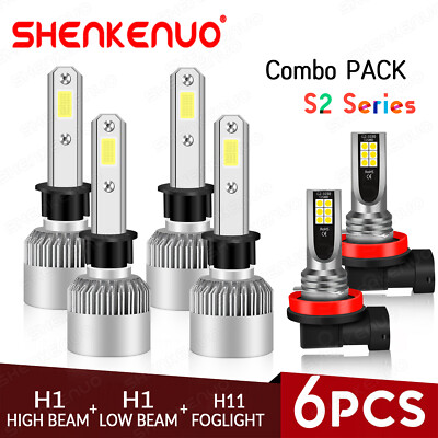 For Acura RSX 2004 2003 2002 LED Headlight High/low +Fog Light Bulbs Combo 6000K