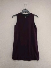Zara Basic Dress Shift Career Zip Sides Plum Lined Medium