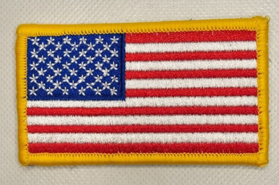 American Flag Embroidered Patch With Gold Border And VELCRO  Brand Fastener