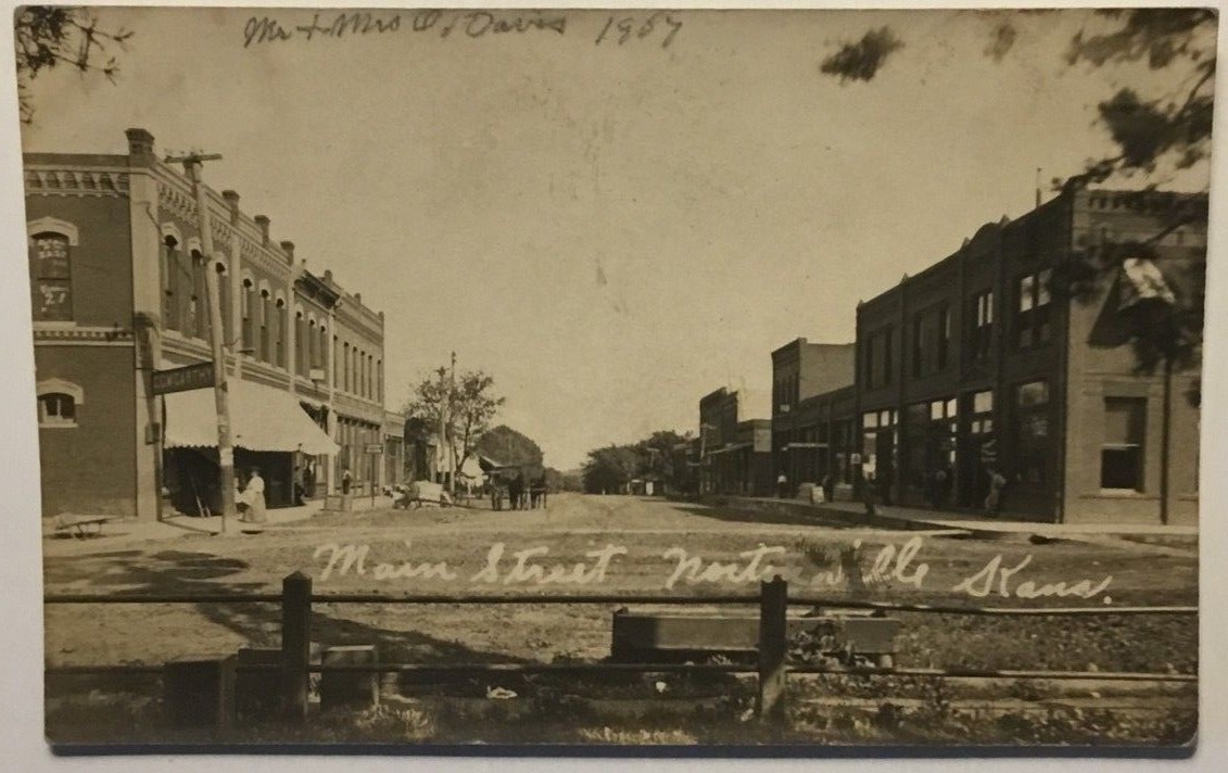 1907 Real Photo Postcard Nortonville, Kansas Main St. Stores & HorseDrawn Cart eBay