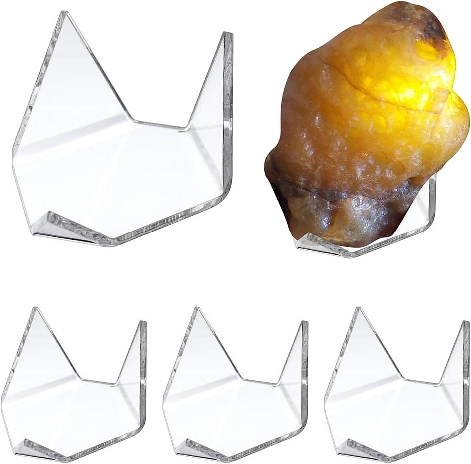 5-Pack Clear Acrylic Triangle Easel Stands for Geodes Rocks Minerals Display