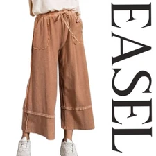 SML EASEL CINNAMON CRISS CROSS Mineral Washed Wide Leg PANTS BHCS