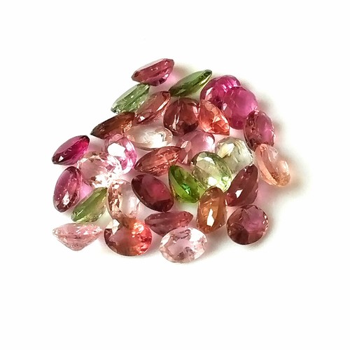 Tourmaline Faceted 4X3 mm Oval Multi Color Natural Calibrated Gemstone 30 Pieces - Picture 4 of 4