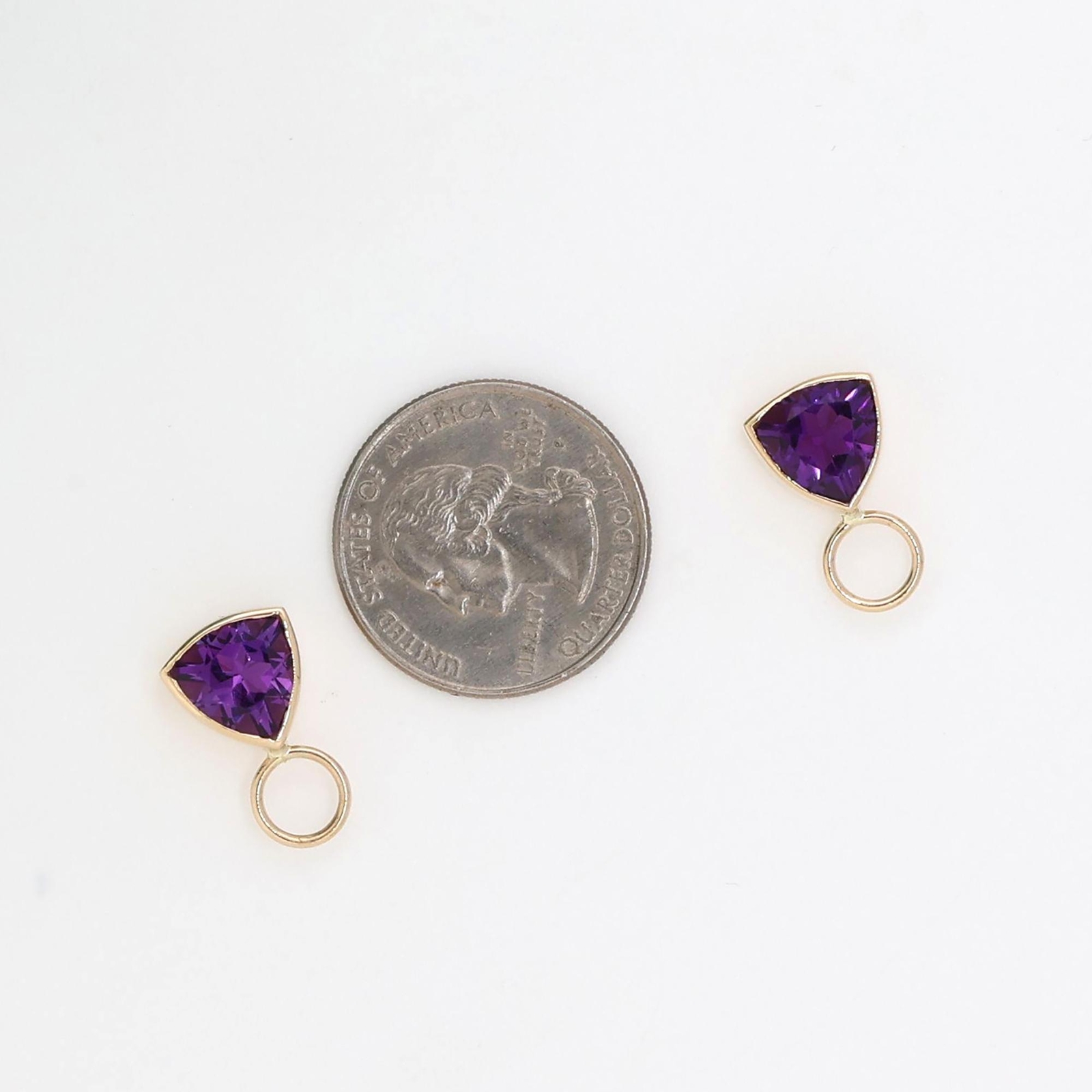 Triangular Amethyst Hoop Earring Attachments 14K … - image 7