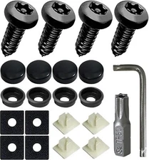 4 Set Black Anti Theft License Plate Screws Kits, Rust Proof Stainless Steel Lic
