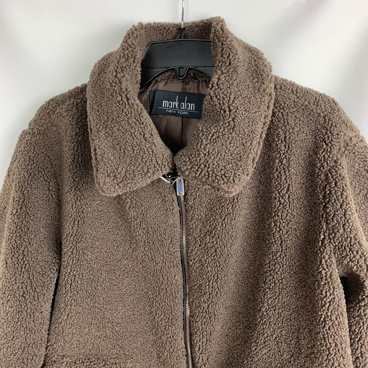 Mark Alan New York Jacket Sherpa Faux Fur Brown Collared Mark Alan New York Jacket Sherpa Faux Fur Brown Collared