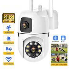 8MP Wifi Cameras 2 Lens Mini Security PTZ Auto Tracking Video Surveillance CCTV