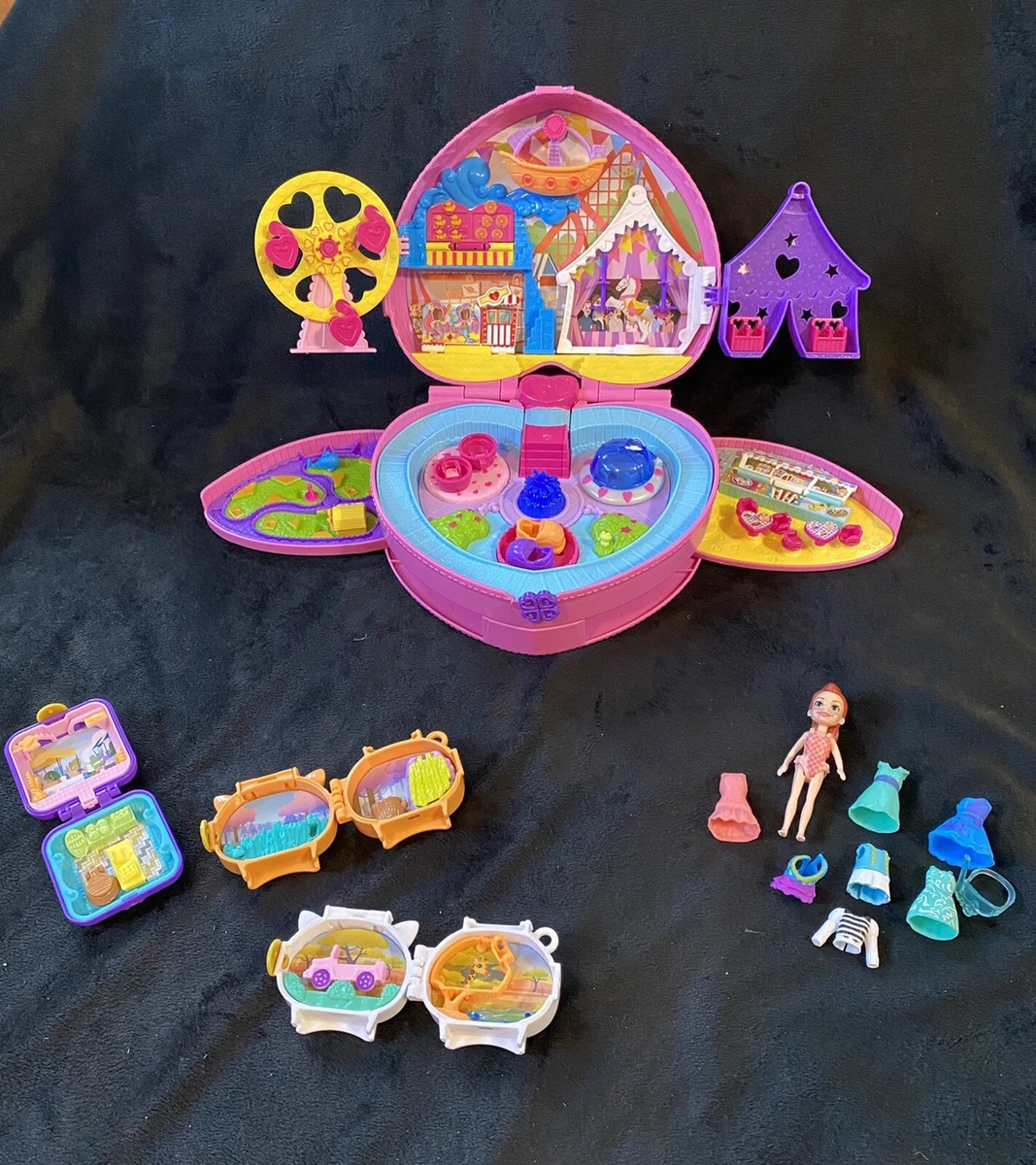 Polly Pocket Backpack Circus Pink Heart Big Modern 7 inch Collectible & More