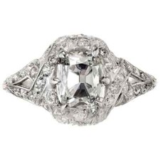 Old European Fancy Cut 1.92CT Clear Cubic Zirconia Engagement 935 Silver Ring