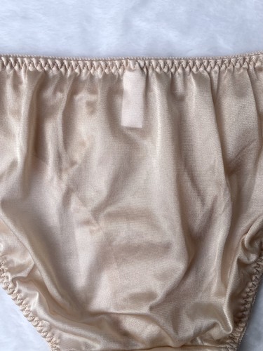 Nude Beige Slippery Vintage Nylon Panty Sheer Lace Bikini High Leg Briefs SZ.7-8 - Picture 12 of 20