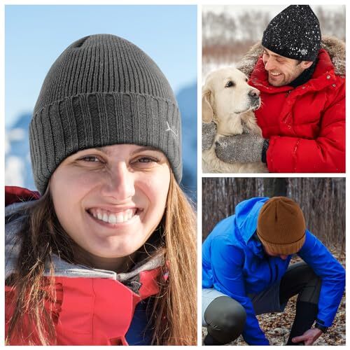 Winter Beanie Hats with Fleece Lining Thick Warm for Men One Size Bright Blue - 第 7/7 張圖片