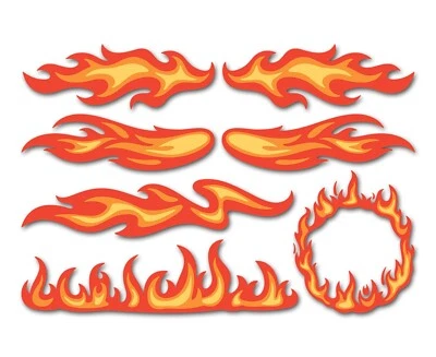 DESTINATION VINYL LTD A4 Sticker Sheet Flame Vinyl Stickers - Fire Motorbike Blaze Car Hobby #82187