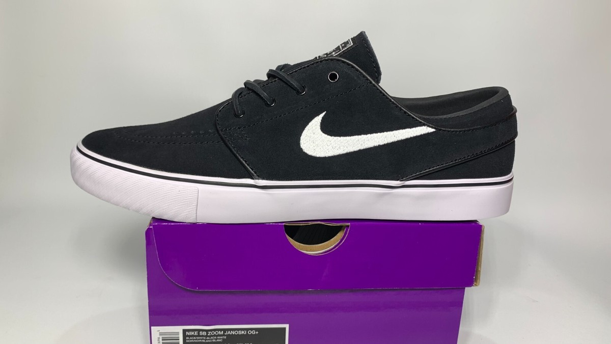 nike sb zoom stefan janoski black & white canvas skate shoes