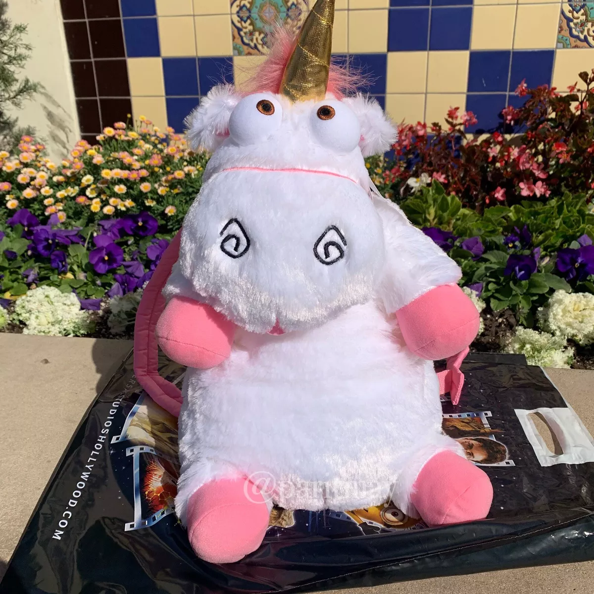 Universal Studios Despicable Me Its So Fluffy White Unicorn Plush Backpack  (NEW)