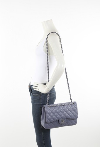 Chanel Jumbo Classic Flap Purple Quilted Lambskin Leather CC Shoulder Bag - Picture 10 of 11