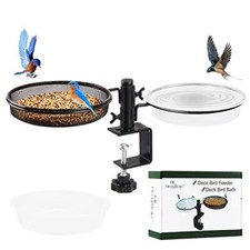 Deck Bird Feeders with Metal Mesh Tray and 2 Water Bowls - Hight 10 Inch-1