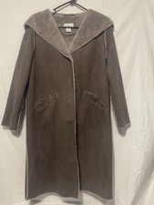 For The Republic Women's M Faux Suede And Faux Fur Gray Midi Coat