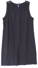 Gap NWT Women's M Black Crochet Neck Knit Shift Dress Resort Beach Casual