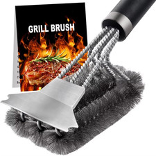 Safe Grill Brush and Scraper, Handle BBQ Cleaning Brush with Stainless Steel Bri