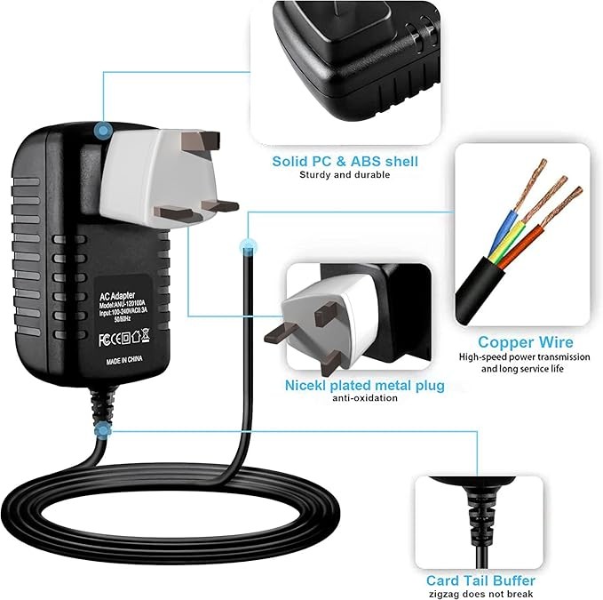 Adattatore AC per AD-12 CTK/WK/PX Piano Keyboard Alimentatore Caricatore Alimentatore Alimentazione foto 3