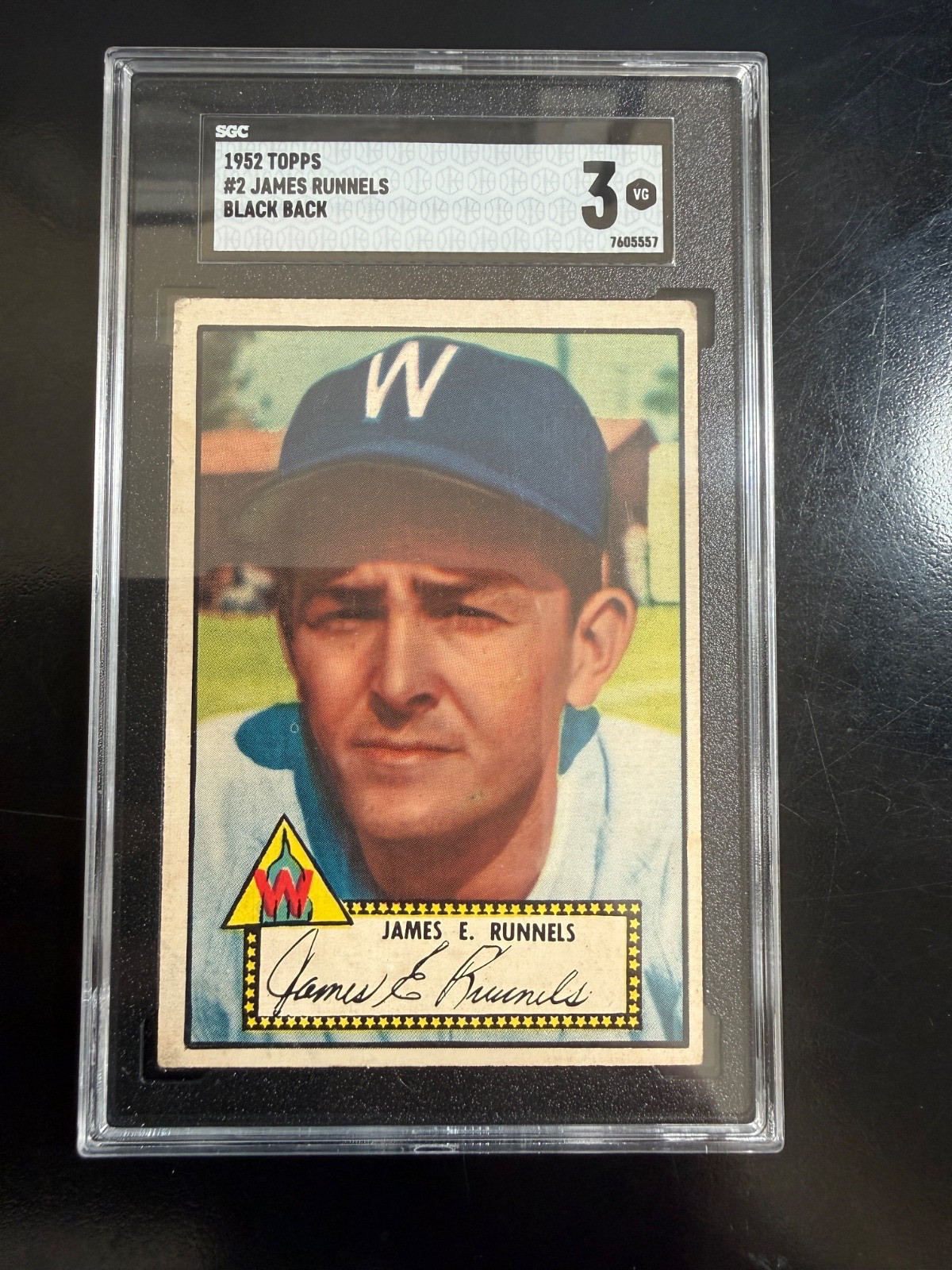 1952 TOPPS # 2 JAMES RUNNELS SGC 3 BLACK BACK