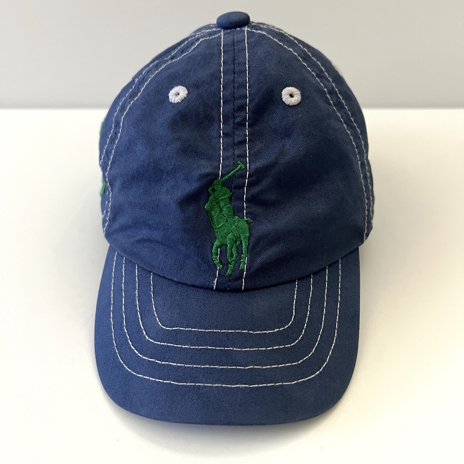 Cappello Berretto Elastico Polo Ralph Lauren Blu Verde Pony 3 MCMLXVII Layette Neonato