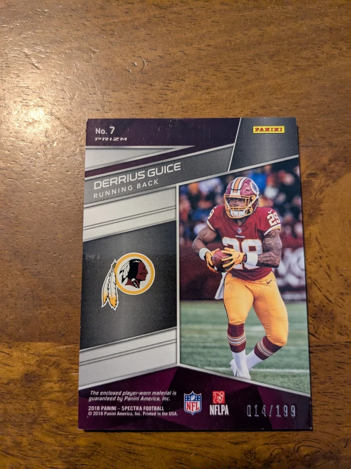 2018 Panini Spectra #7 Derrius Guice Next Era #/199 - Image 2 of 2