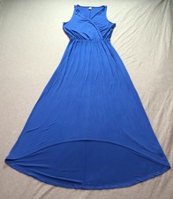 Women's Maxi Sun Dress S Fit & Flare Feminine Minimalist Vacation Royal Blue