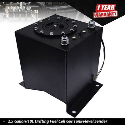 Black 2.5 Gallon/10L Drifting Fuel Cell Gas Tank+level Sender Coated Aluminum