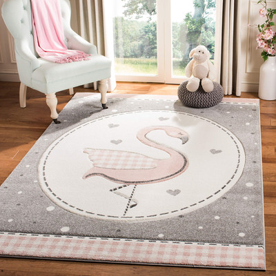 Safavieh Carousel Kids Collection Accent Rug - 4 X 6 Pink Ivory Non-Shedding