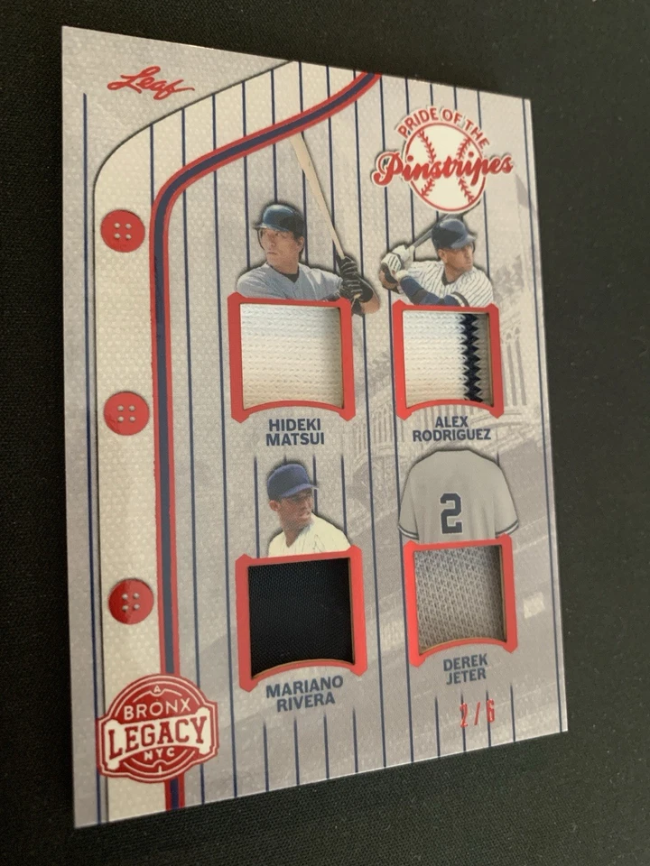 2025 Bronx Legacy Quad GU Patch- Jeter Rivera A-Rod Matsui Jeter # Match 2/6 Red - Image 2 of 4