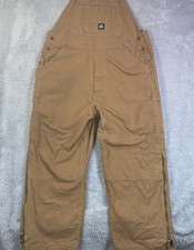 Berne Overalls Mens 40x28 Brown Duck Workwear Bib Carpenter Utility Zip Legs