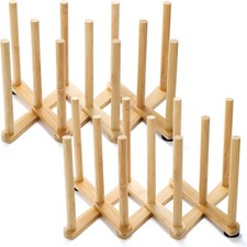 2 Pack Bamboo Bottle Drying Rack Retractable Cup Dish Plastic Bag Dryer
