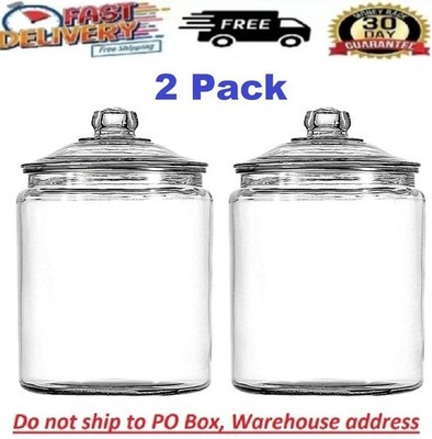 2-Gallon Clear Glass Large Jar Wide Mouth with Sturdy Classic Lid For Storing X2