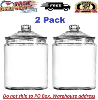 #ad 2 Gallon Clear Glass Large Jar Wide Mouth with Sturdy Classic Lid For Storing X2 $34.97