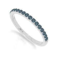 925 Sterling Silver Round 0.4 Ctw London Blue Topaz Gemstone Eternity Women Ring