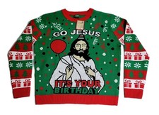 Go Jesus Its Your Birthday Ugly Christmas Sweater For Men  Women Size L New