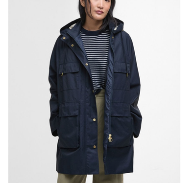 Dark Navy/Rosemary ~Barbour Khai Waterproof Hooded Jacket MSRP$460