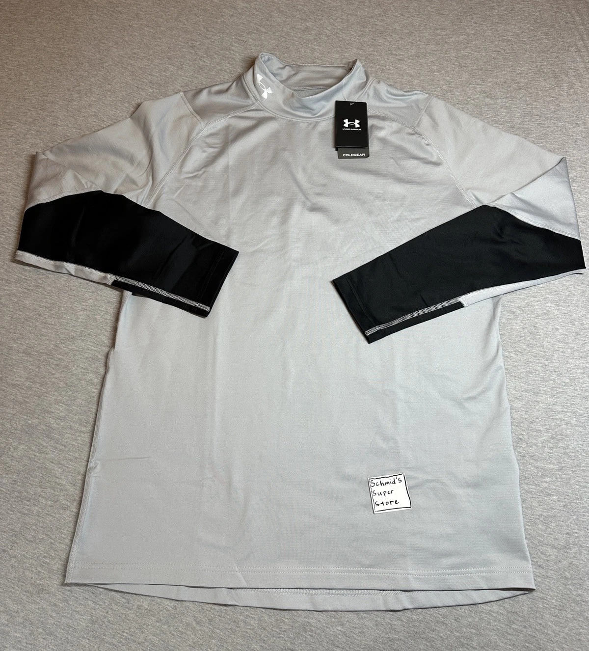 Under Armour Coldgear Mock Neck Base Layer Shirt Men's 2XL Grey Fitted Top BNWT