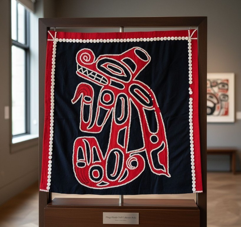 Authentic Smithee Collection Northwest Coast Raven/Wolf Button Blanket