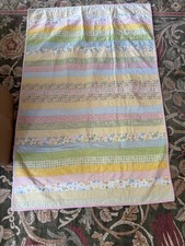 vtg baby quilt pastel colors patchwork striped boys girls unisex 40x59 handmade