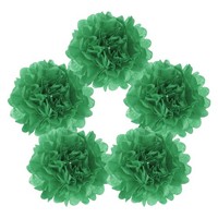 5 StüCk Papier-Pompons,Seidenpapier-Blumen FüR Geburtstage,DunkelgrüN
